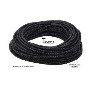 black braided leather cord 6mm
