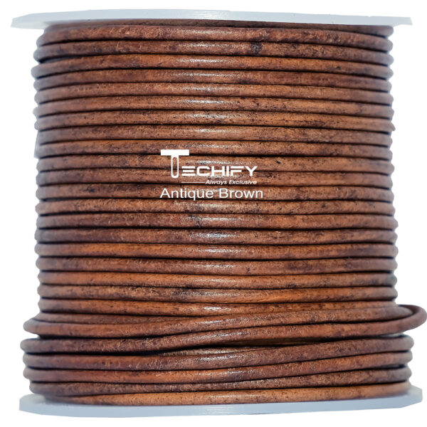 Round leather cord antique brown