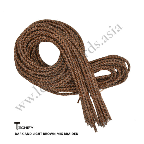 braided round leather cord 6mm dark brown