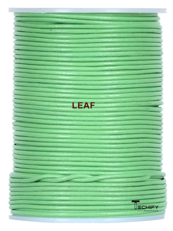 Round leather cord green color 3mm