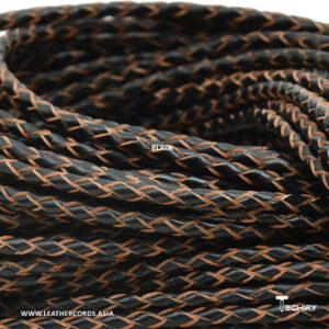 braided leather cord 3mm-4mm black