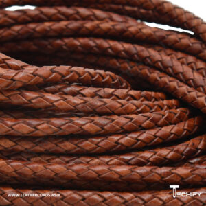 braided leather cord Bordeaux