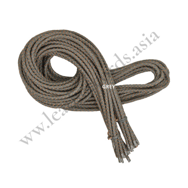 braided bolo leather cord grey
