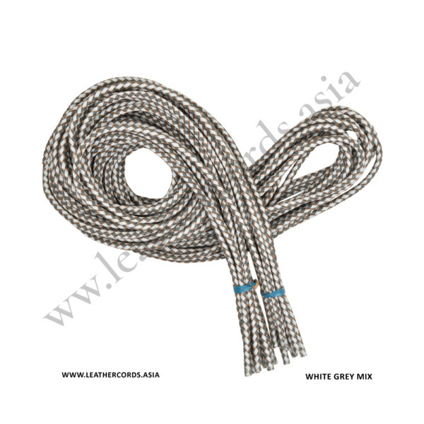 white grey mix braided bolo leather cord