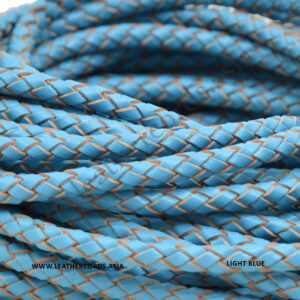 braided leather cord light blue