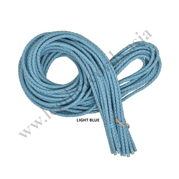 braided leather cord light blue