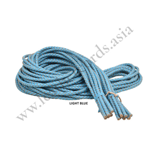 braided leather cord light blue
