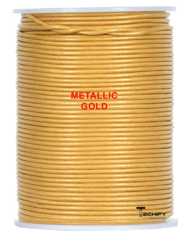 round leather metallic gold