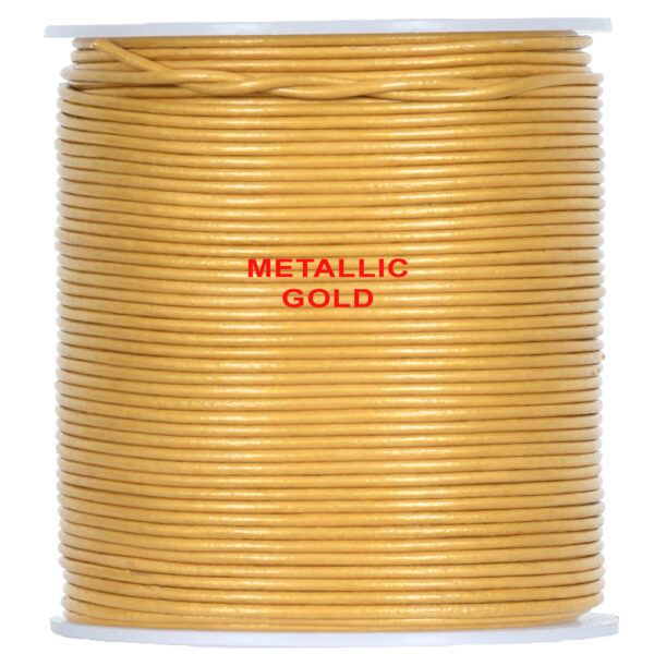 Round leather cord Metallic gold