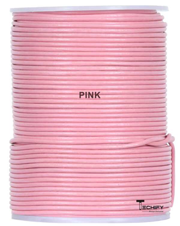 round leather cord pink