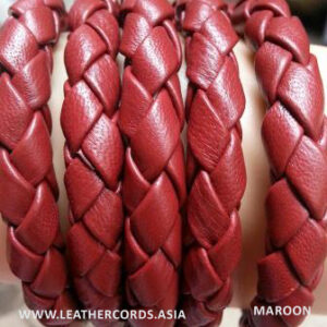 maroon leather braided bolo nappa leather cord maroon